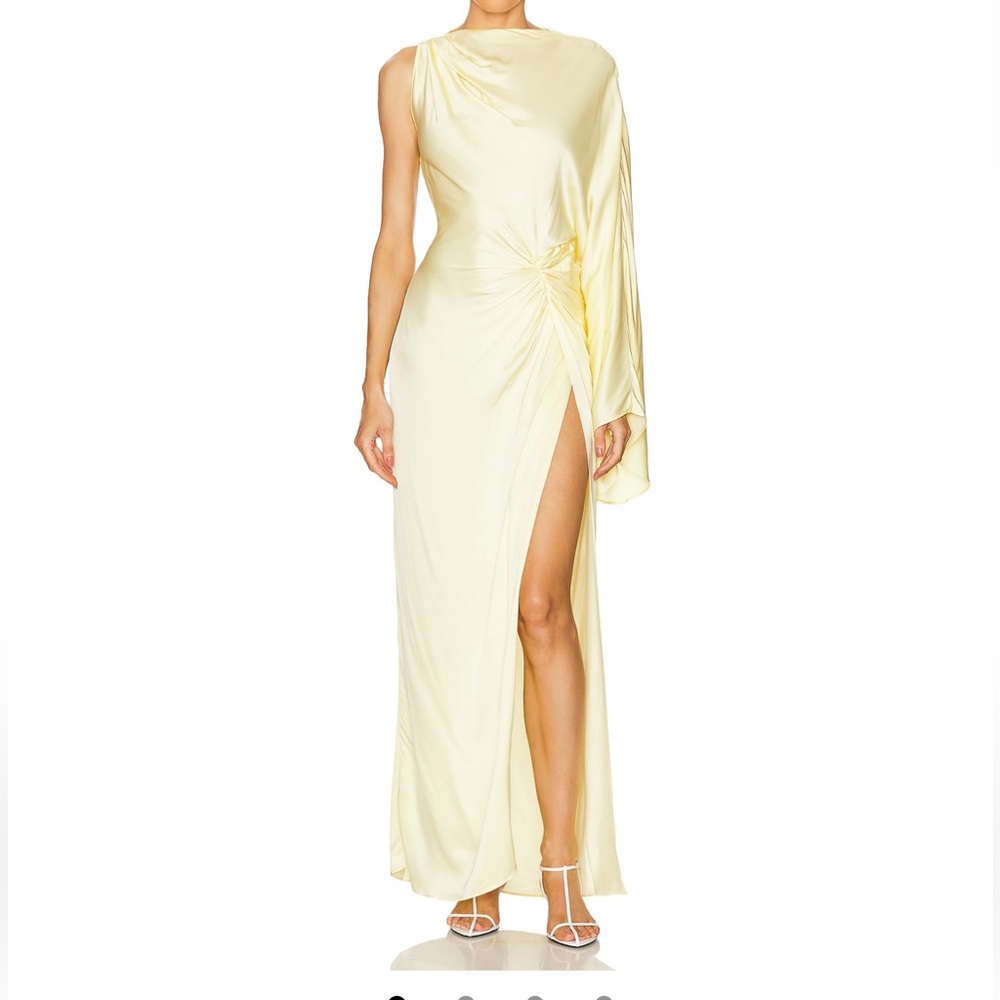 L'Academie Soft Yellow One-Shoulder Dress